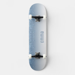 Skateboard Azul com Glitter com Nome