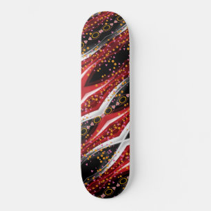 Skateboard Black Fiery Red & White Abstrato