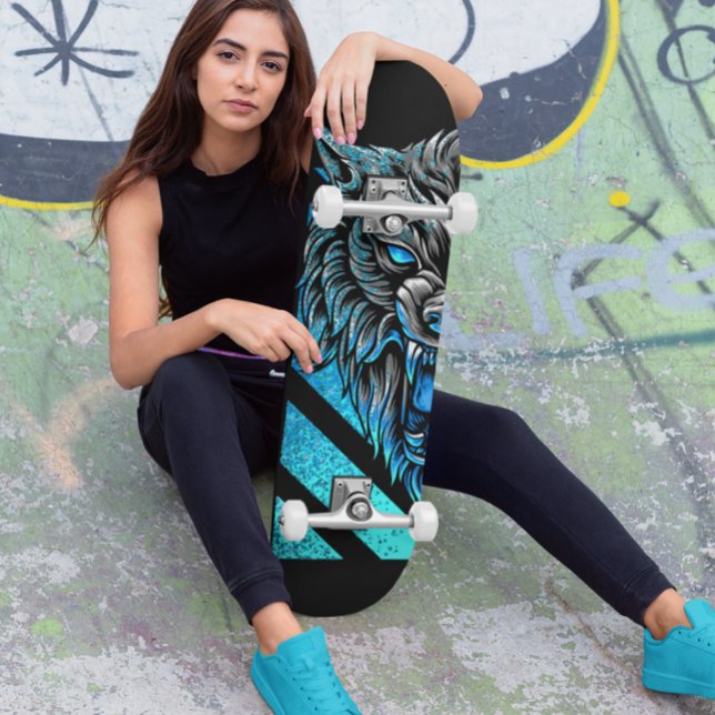 Skateboard Blue Wolf Head (Criador carregado)