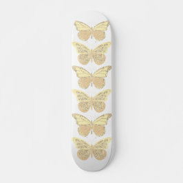 Skateboard Borboletas Brilho Ouro Amarelo