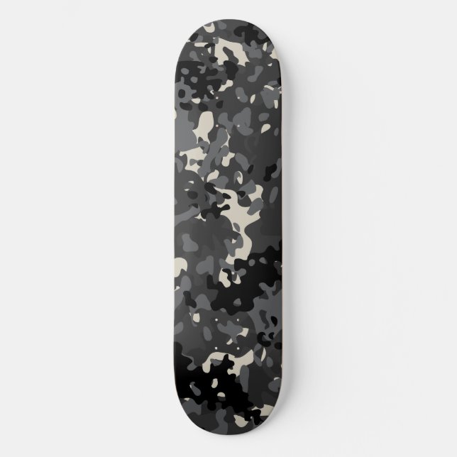 Skateboard Camo Preto Branco Cinza (Frente)