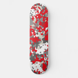 Skateboard Camo Vermelho Preto Cinza Branco