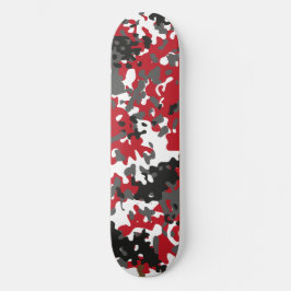 Skateboard Camuflado Vermelho Preto Cinza Branco