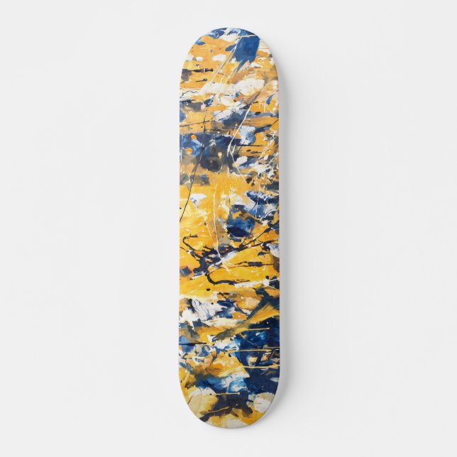 Skateboard Camuflagem Floral Azul Dourado (Frente)