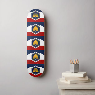 Skateboard com a bandeira de Utah, EUA