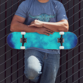 Skateboard com Efeito na Nuvem Azul