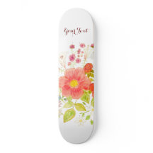 Skateboard com Flores de Verão