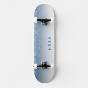 Skateboard com Glitter Azul Giroso com Nome