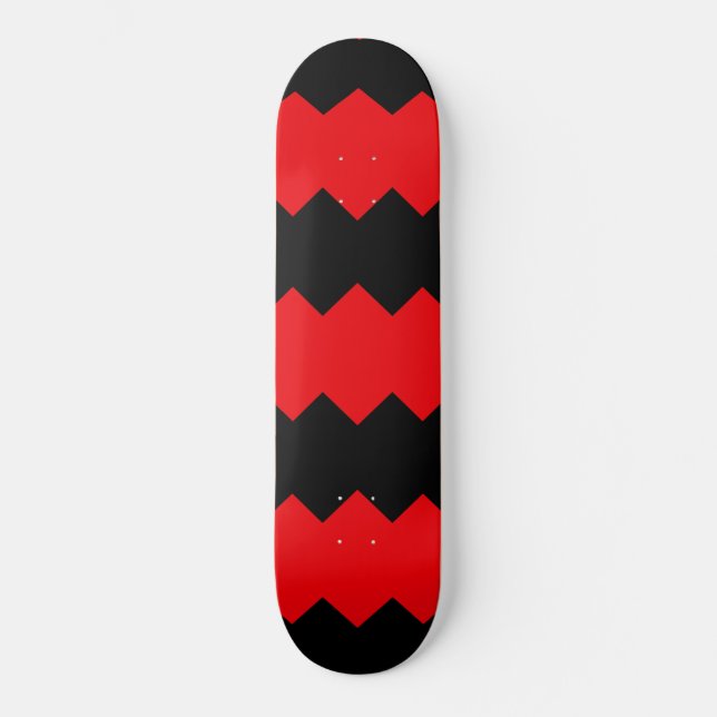 Skateboard com Listras Zig Zag Vermelhas e Pretas (Frente)