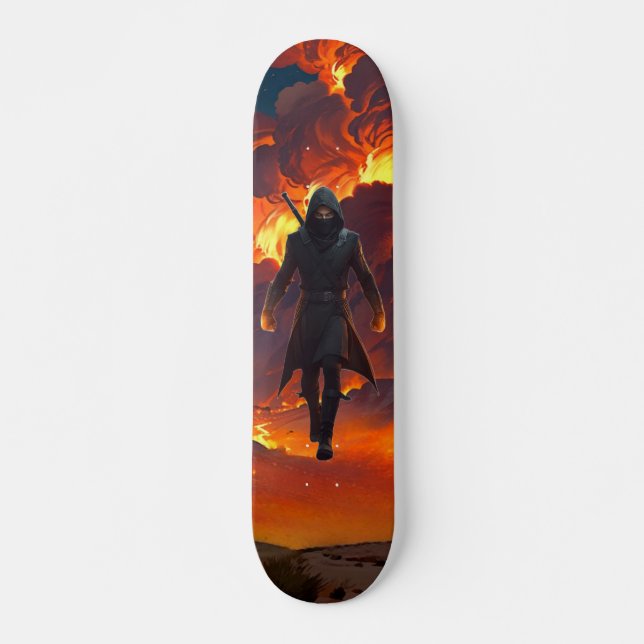 Skateboard com Ninja e Fogo  (Frente)