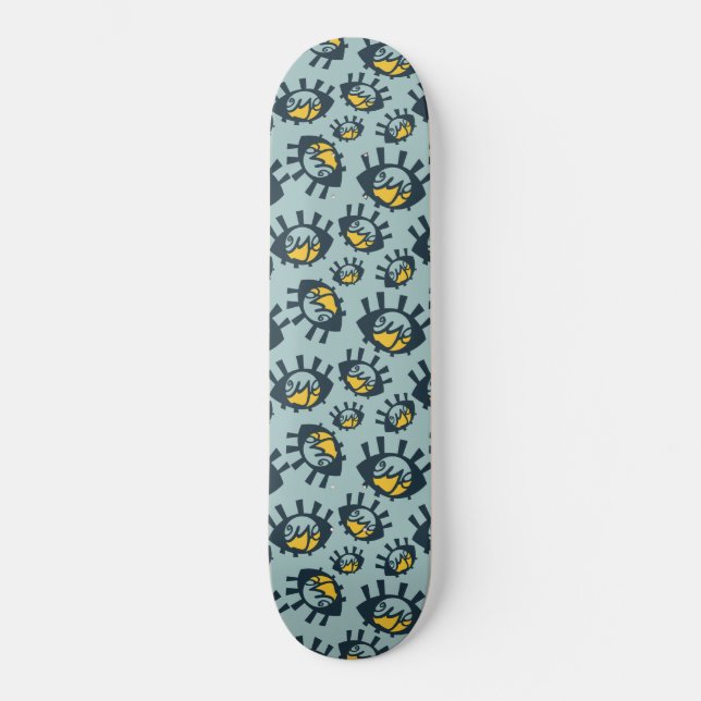 Skateboard com Padrão de Olhos Engraçados (Frente)
