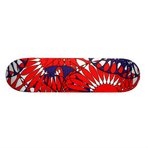 Skateboard com Padrão Retroativo Azul Vermelho