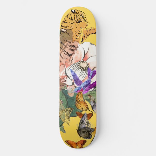 SKATEBOARD COM TIGER E FLOR JAPONÊS (Frente)