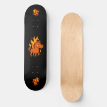 Skateboard com um cavalo vermelho
