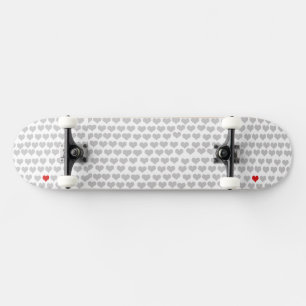 Skateboard - Corações Cinzas Coração Vermelho