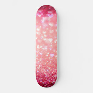 Skateboard - Corações Rosa Brilham