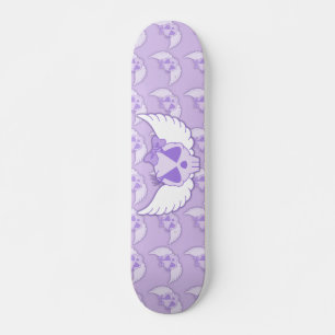 Skateboard Crânio Roxo Com Asas