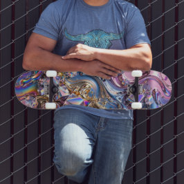 Skateboard Cromado Holográfico Arco-íris