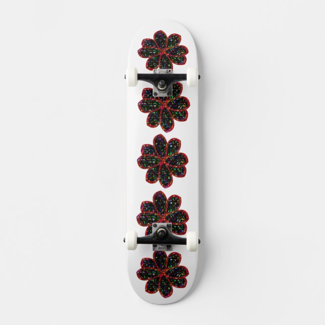 Skateboard da Flor Negra e Vermelha (Frente)