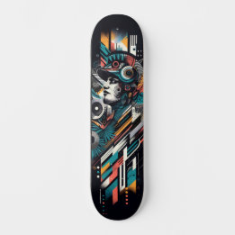 Skateboard de Arte de Rua Tech Retro-Futurista 22