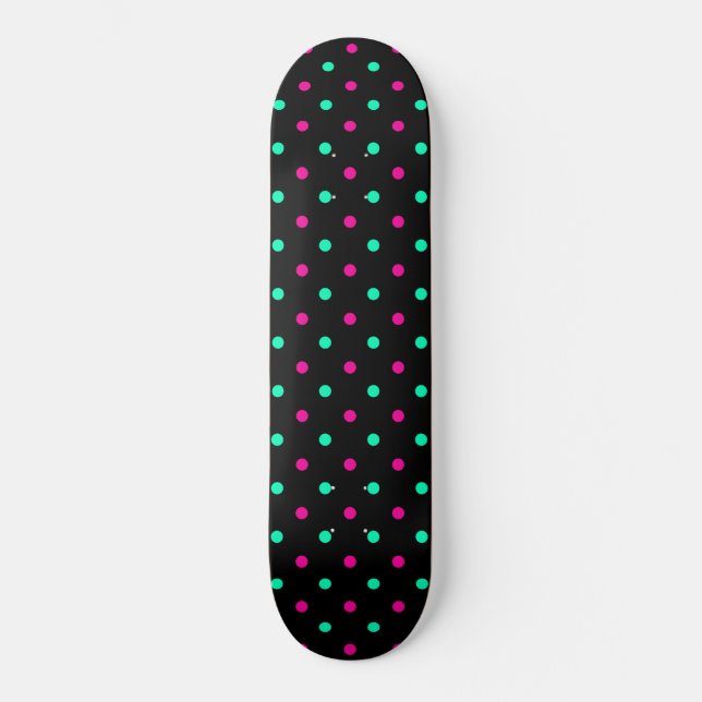 Skateboard de bolinhas rosa e aqua bonito (Frente)