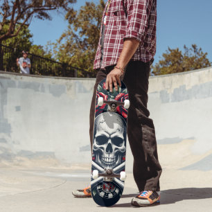 Skateboard de Caveira de Poker
