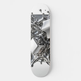 Skateboard de Cromo Líquido - Metal Prata Espelho