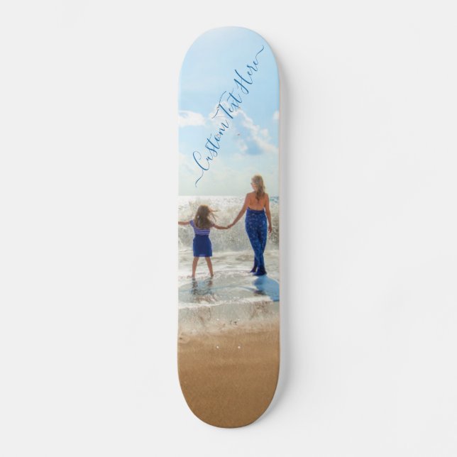 Skateboard de Foto Personalizada com Texto (Frente)