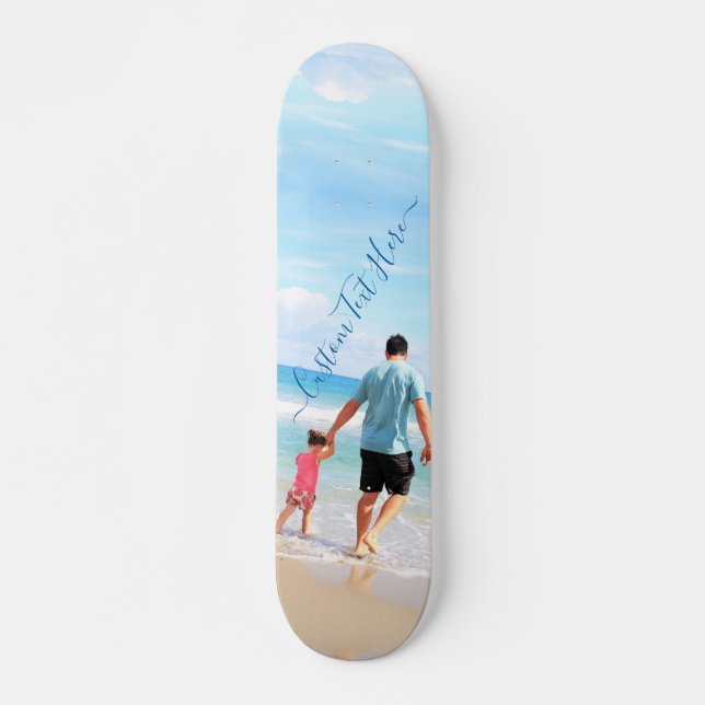 Skateboard de Foto Personalizada com Texto - Suas  (Frente)