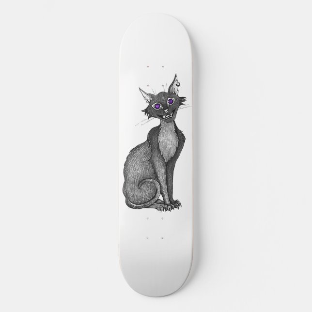 Skateboard de Gato Assustador (Frente)