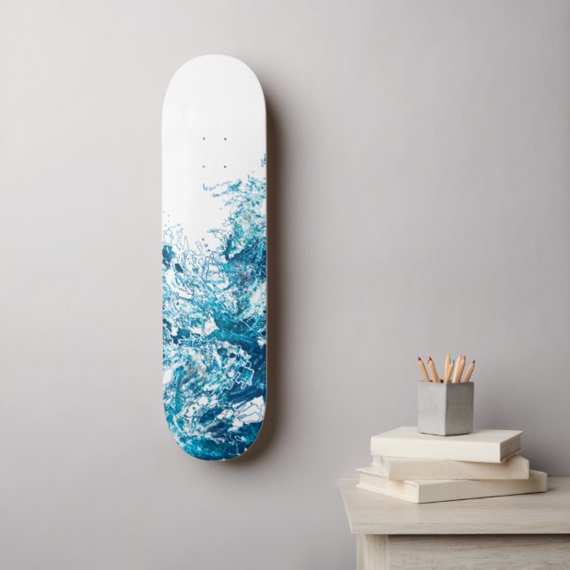Skateboard de onda azul (Arte de parede)