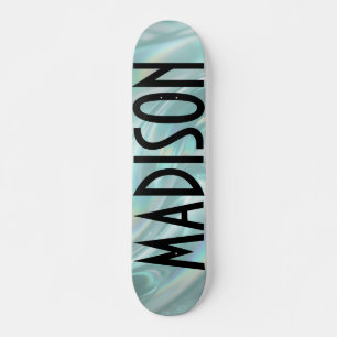 Skateboard de Opala Teal com Nome Personalizado