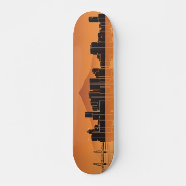 Skateboard Deck - Portland Skyline - Laranja (Frente)