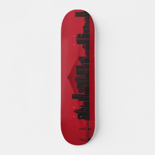 Skateboard Deck - Portland Skyline - Vermelho (Frente)