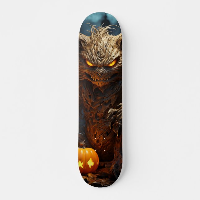 Skateboard Demoníaca criatura gato con calabaza (Frente)
