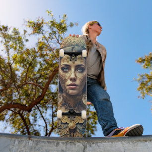 Skateboard Deusa Retrato Filigrana Vintage