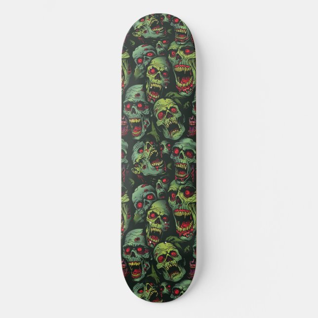 Skateboard do Dia das Bruxas Verde Zombie Spooky (Frente)