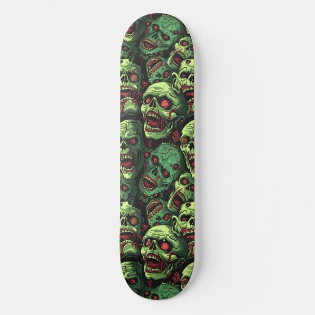 Skateboard do Dia das Bruxas Verde Zombie Spooky (Frente)