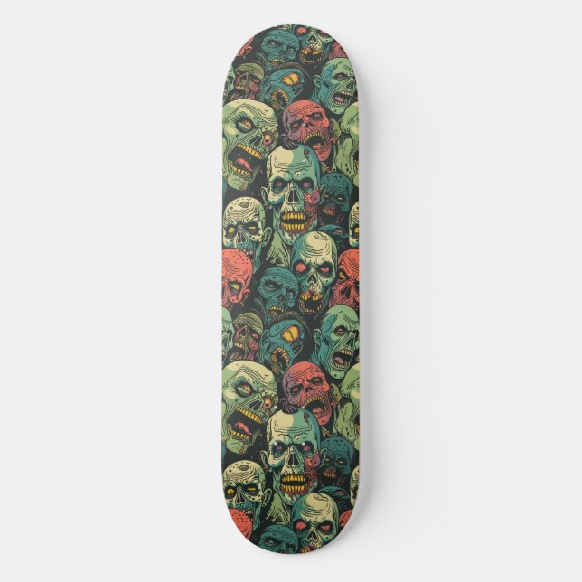 Skateboard do Dia das Bruxas Verde Zombie Spooky (Frente)