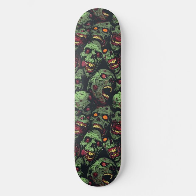 Skateboard do Dia das Bruxas Verde Zombie Spooky (Frente)