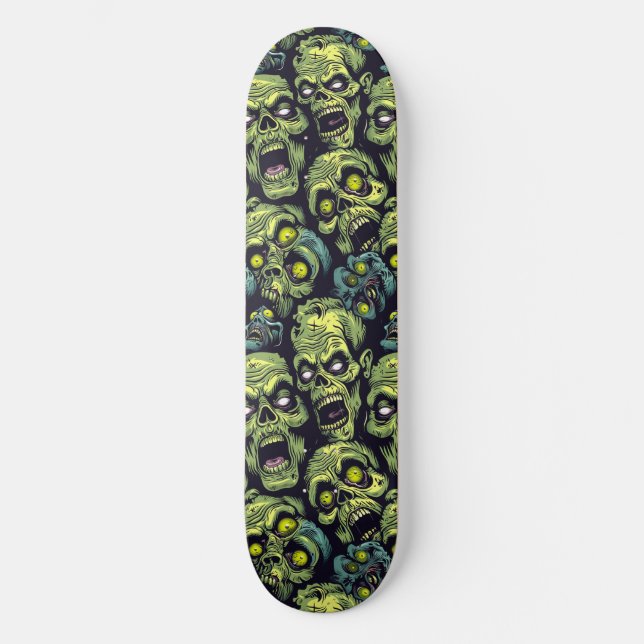 Skateboard do Dia das Bruxas Verde Zombie Spooky (Frente)