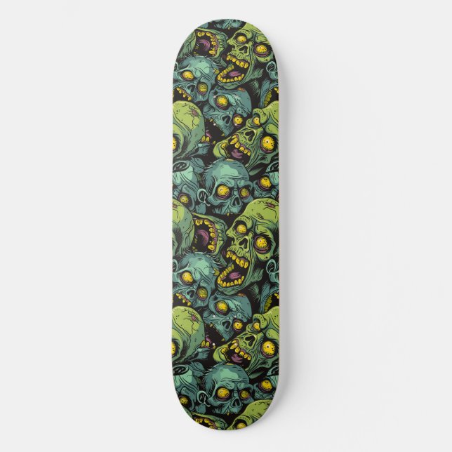 Skateboard do Dia das Bruxas Verde Zombie Spooky (Frente)