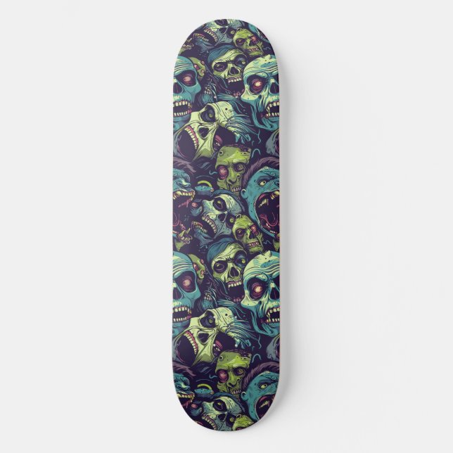 Skateboard do Dia das Bruxas Verde Zombie Spooky (Frente)