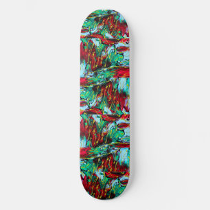 Skateboard Elegante Vermelho e Azul