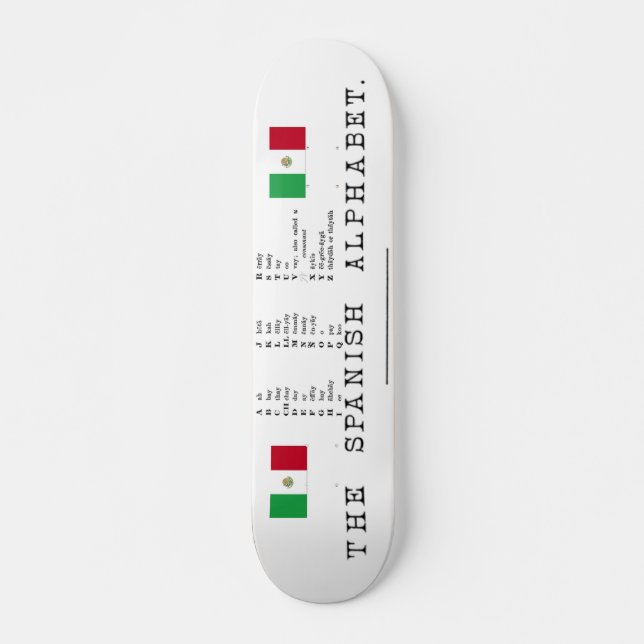 Skateboard em alfabeto espanhol (Frente)