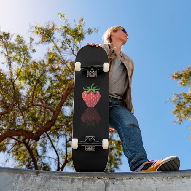 Skateboard fan art Pac-Man pixel fraise noir (Ao ar livre 1)