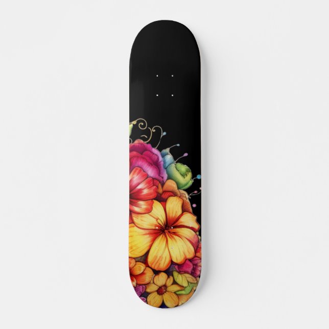 Skateboard Floral Tropical Feminino (Frente)