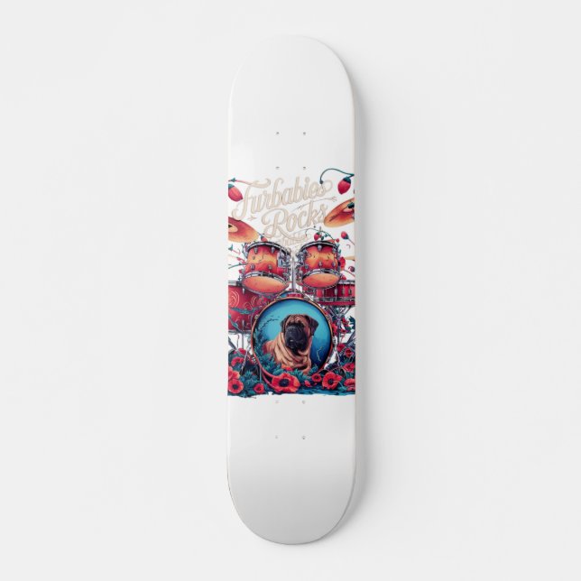 Skateboard Furbabs Art - Rock & Roll Vibes em (Frente)