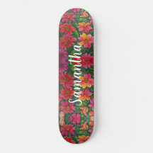 Skateboard Girly Pattern red orange Floral Floral