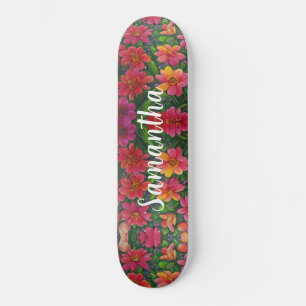 Skateboard Girly Pattern red orange Floral Floral